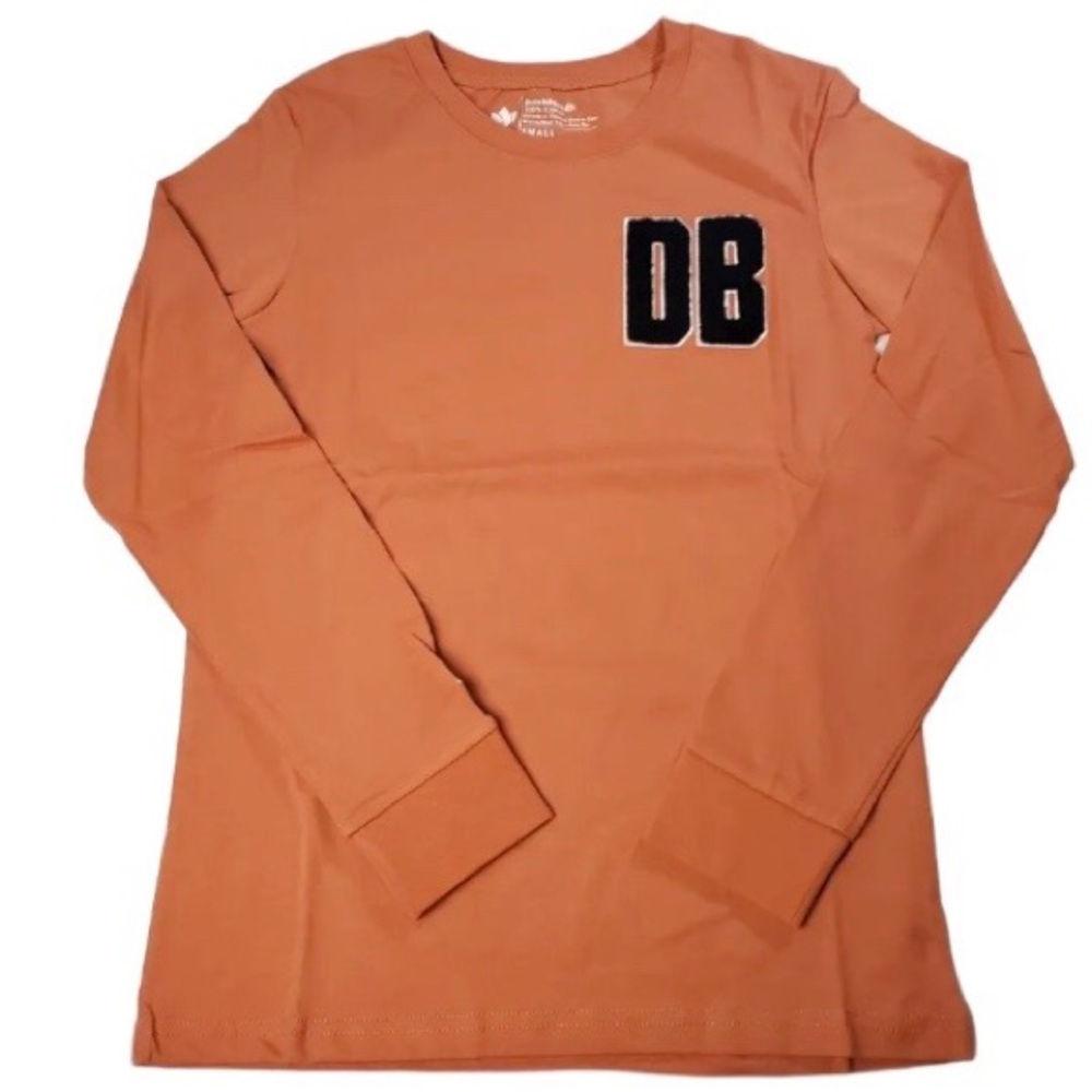 Dutch Bros T Shirt Small Adults Long Sleeve Orange Chenille Embroidered Patch